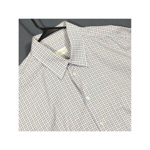 Brioni Shirt Men's XL Purple White Cotton Long Sleeve Button Down